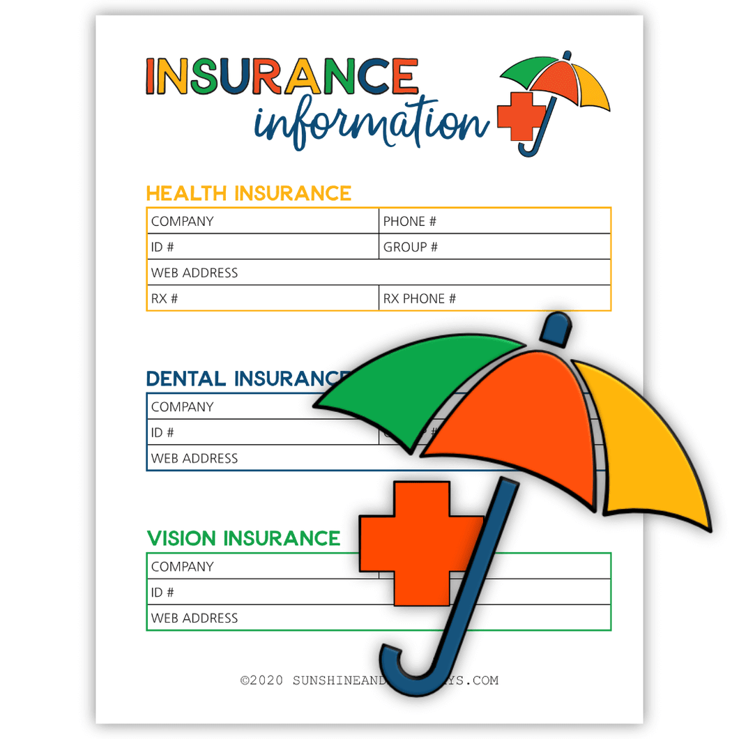 Insurance Informetion Insurance Information (PDF) – Sunshine And Rainy Days