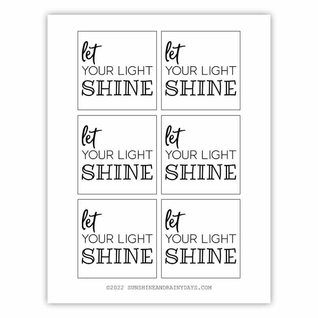 Let Your Light Shine Tag PDF Sunshine And Rainy Days Let your light shine tag pdf sunshine and rainy days