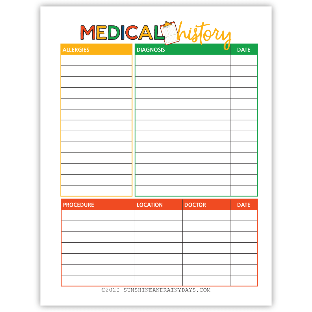 medical-history-pdf-sunshine-and-rainy-days