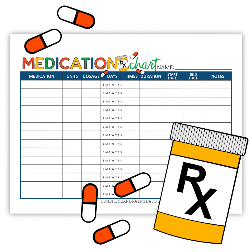 Fillable Medication Chart (PDF) – Sunshine And Rainy Days fillable-medication-chart-pdf-sunshine-and-rainy-days