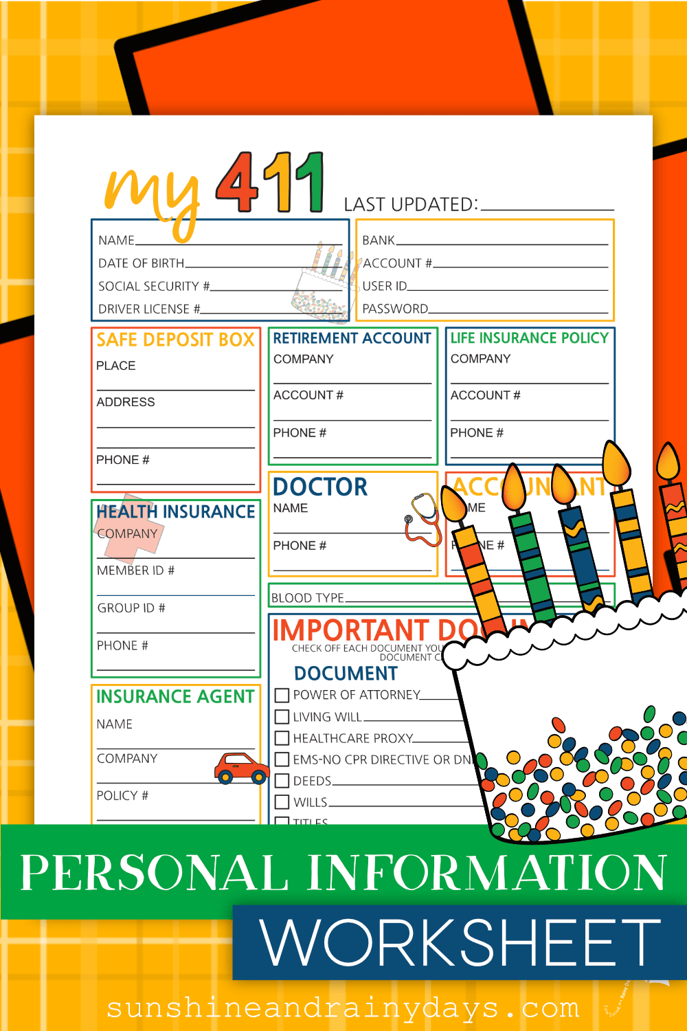 Printable Info Worksheets.pdf Personal Information Worksheet (PDF) – Sunshine And Rainy Days