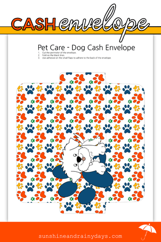 Dog Pet Care Cash Envelope (PDF)