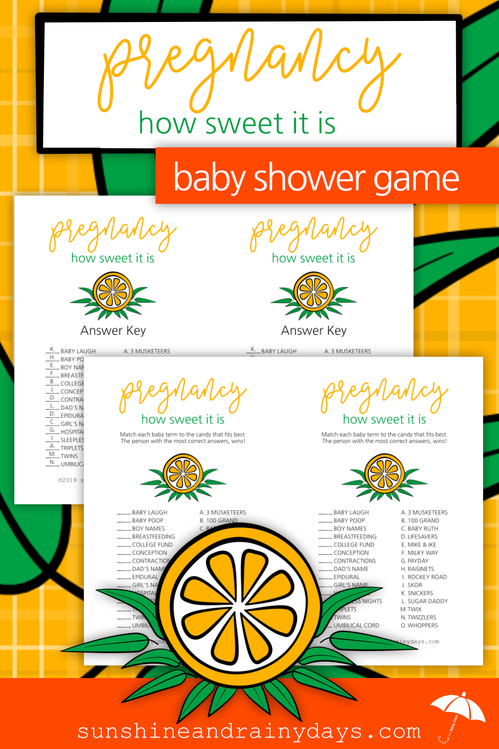 Pregnancy - How Sweet It Is Baby Shower Game (PDF)