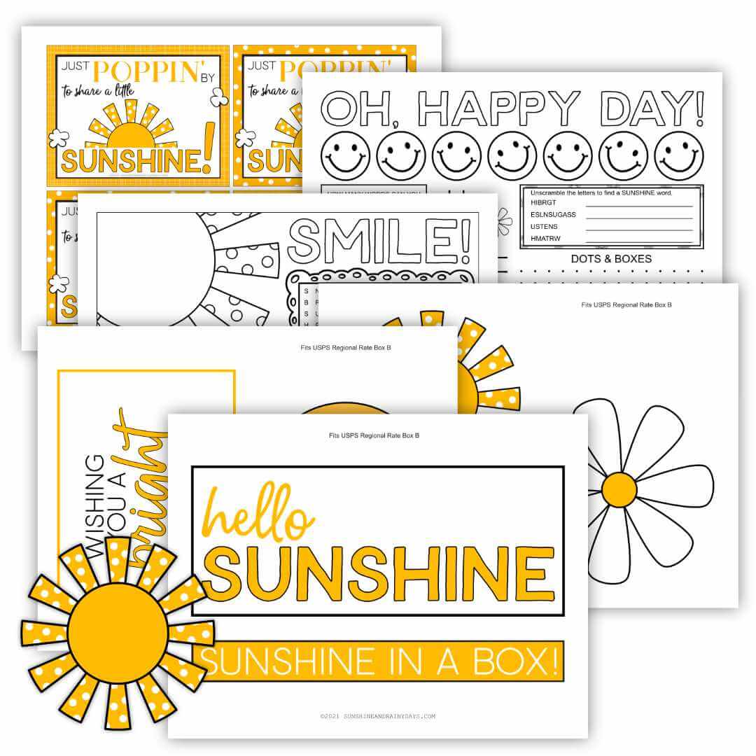 Sunshine Box Printables (PDF) Sunshine And Rainy Days