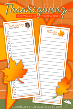 Thanksgiving Shopping List And Thankful Sheet (PDF)