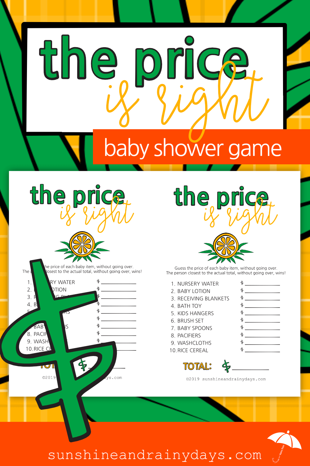 Price Is Right - Baby Shower Game (PDF) – Sunshine And Rainy Days for Free Printable Price Is Right Game