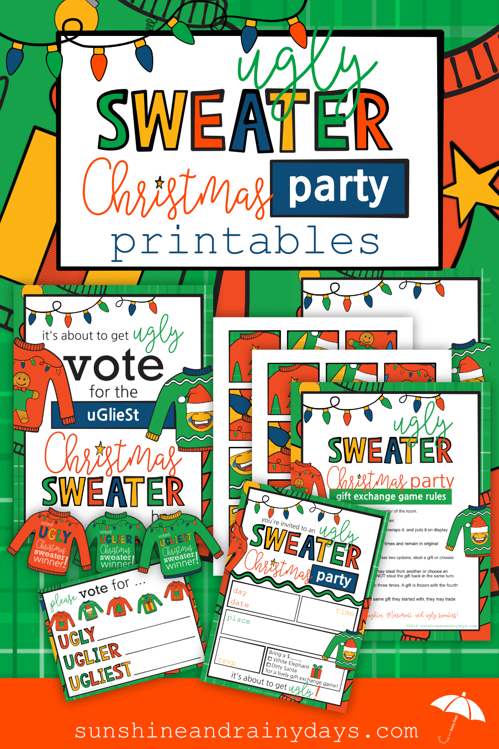 Ugly Sweater Christmas Party PDF – Sunshine And Rainy Days for Ugly Christmas Sweater Free Printables