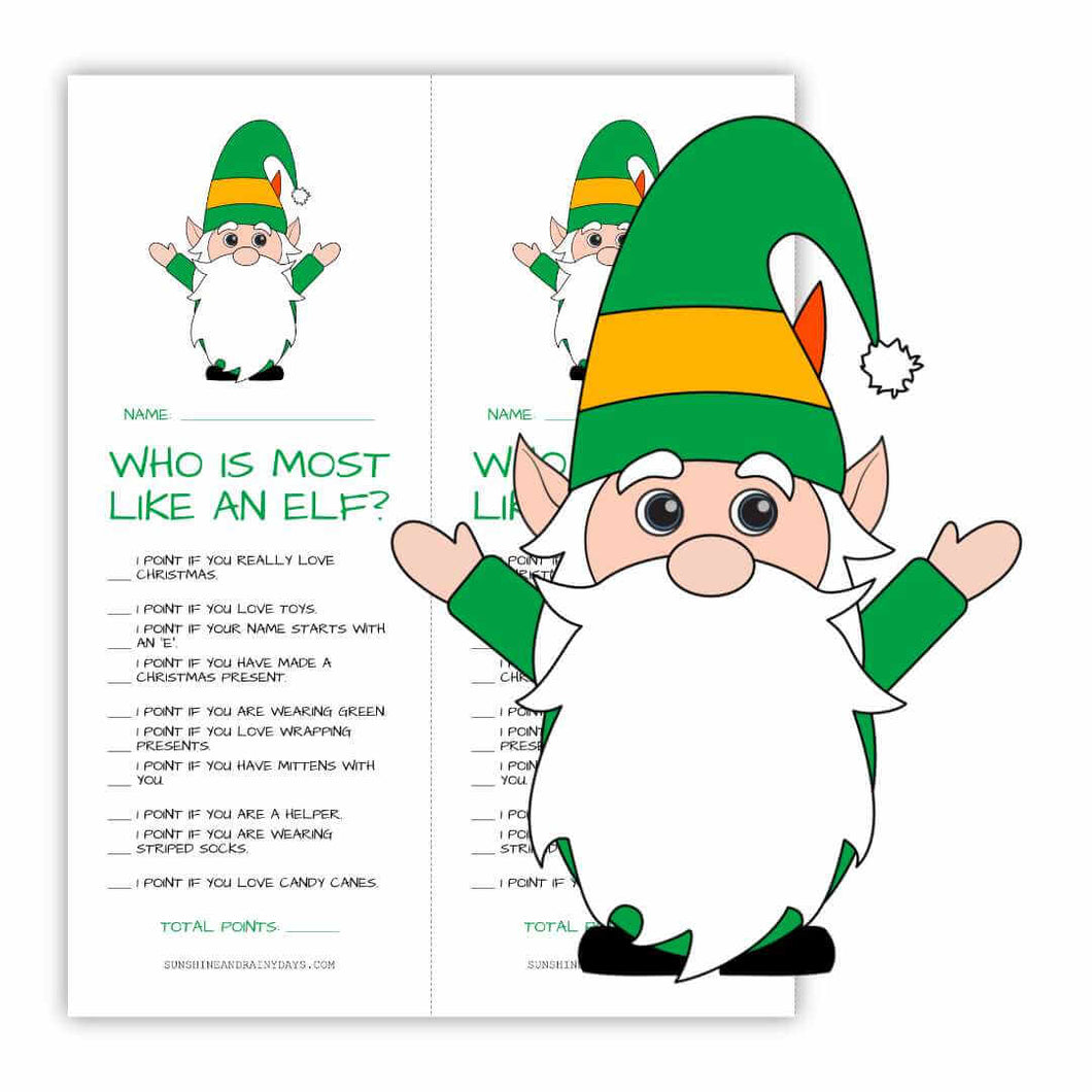 Who Is Most Like An Elf Christmas Game (PDF)