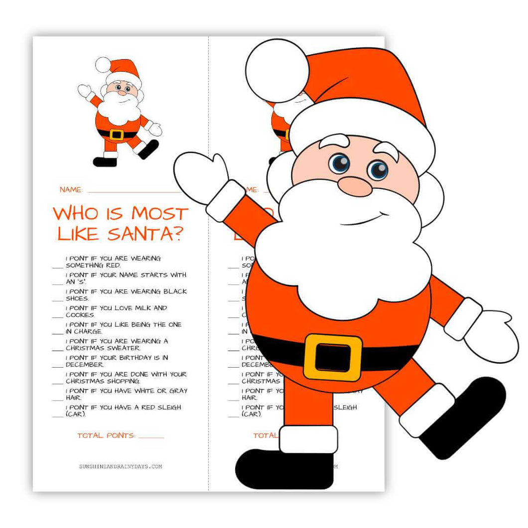 Who Is Most Like Santa Christmas Party Game (PDF)