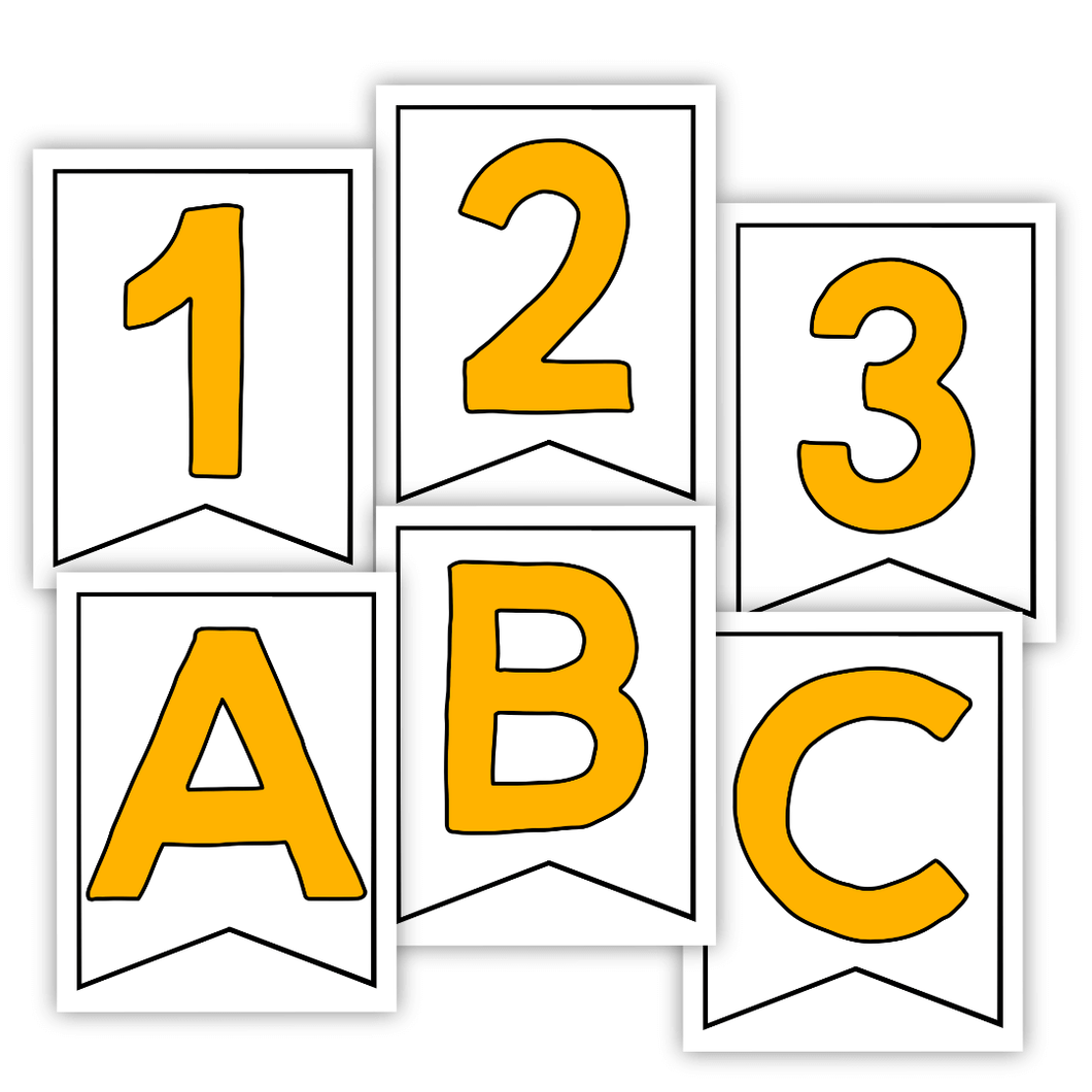 Large Banner Letters And Numbers - Yellow (PDF)